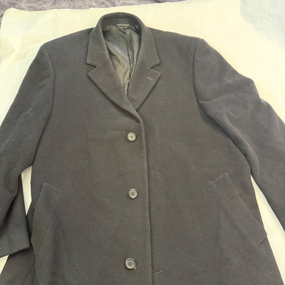 Mens LRL Ralph Lauren Black Wool Cashmere Long Top Overcoat Old Money 48R Jacket